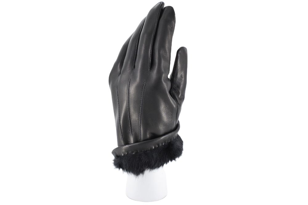 Valentino . Leather Gloves Rabbit Fur Lined